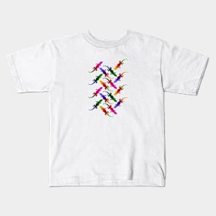 Colorful Seamless Gecko Pattern Kids T-Shirt